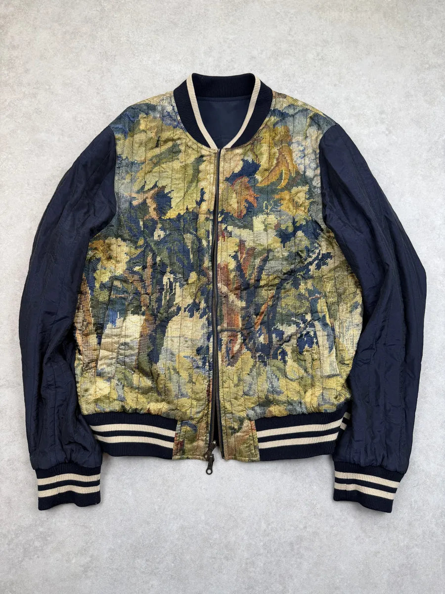 SS2017 Dries Van Noten Navy Tapisserie Reversible Bomber Jacket FgejhMc 8