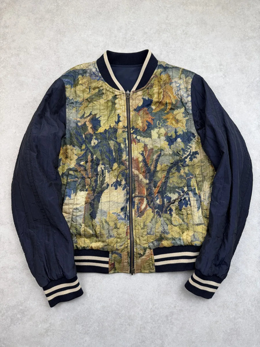 SS2017 Dries Van Noten Navy Tapisserie Reversible Bomber Jacket FgejhMc 9
