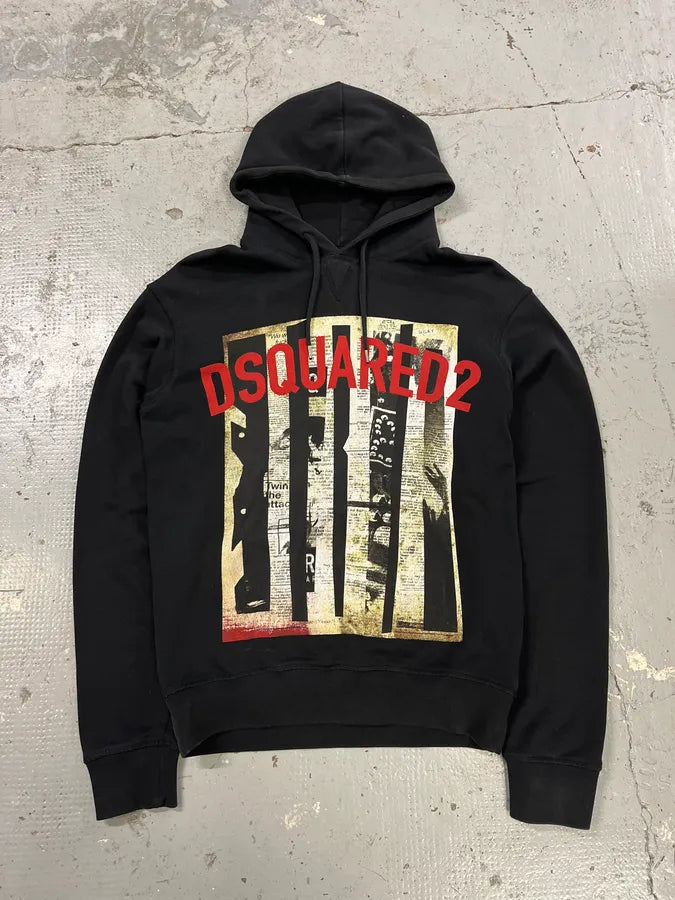 SS2017 Dsquared2 Black Magazine Papers Hoodie HGUlmlp 0