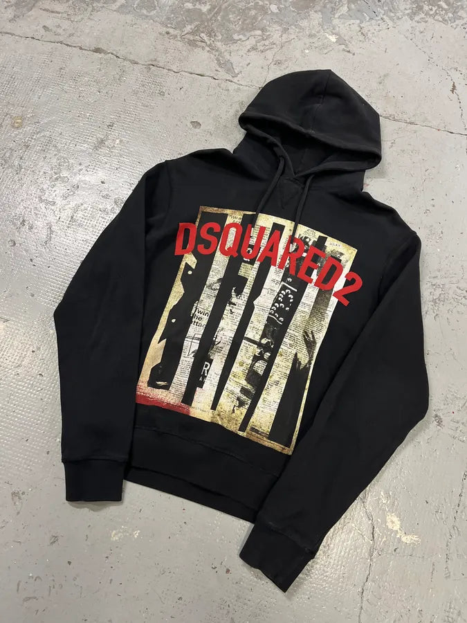 SS2017 Dsquared2 Black Magazine Papers Hoodie HGUlmlp 3