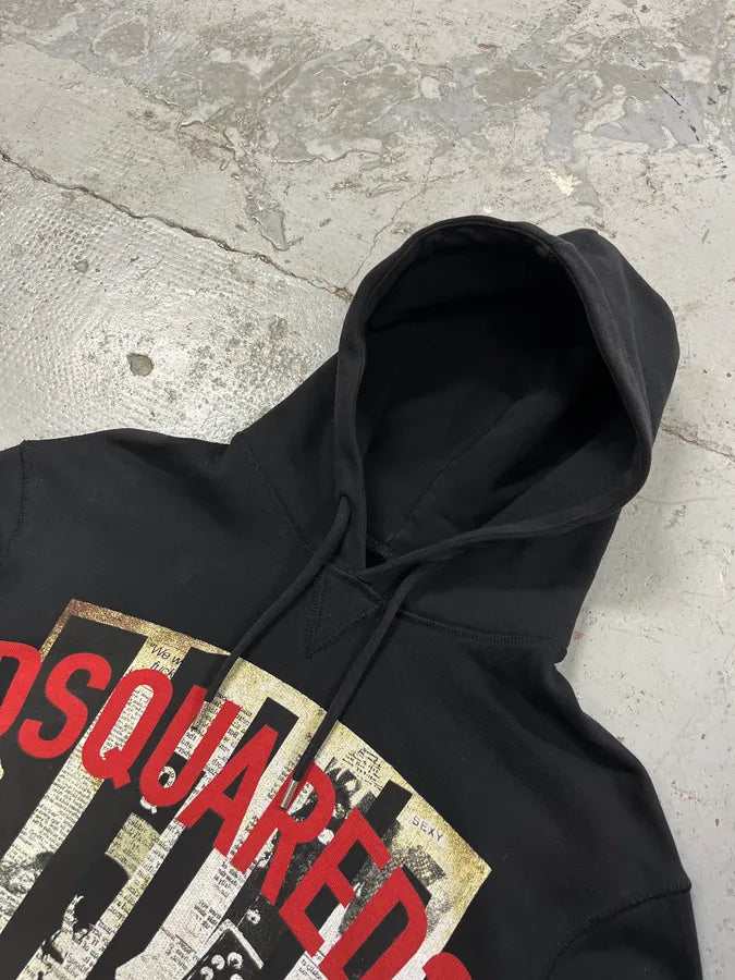 SS2017 Dsquared2 Black Magazine Papers Hoodie HGUlmlp 4