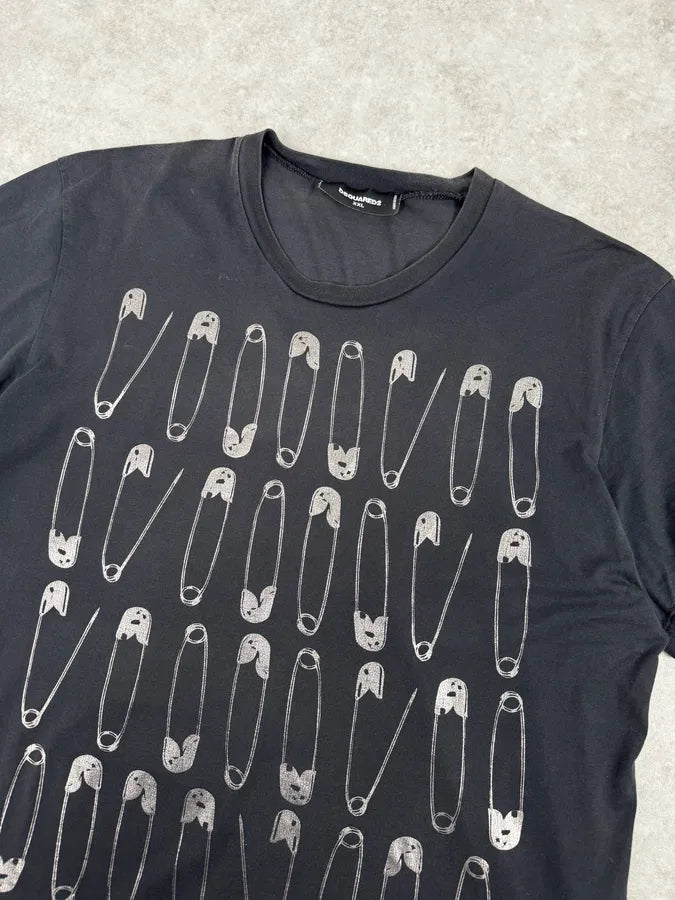 SS2017 Dsquared2 Black Safety Pin Print T-Shirt NCBRxZe 4
