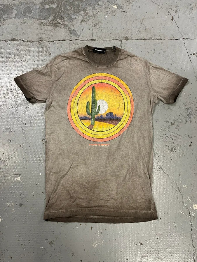 SS2017 Dsquared2 Grey & Orange Cactus Sunset T-Shirt iRKuKtG 0