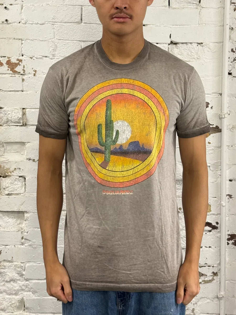 SS2017 Dsquared2 Grey & Orange Cactus Sunset T-Shirt iRKuKtG 1
