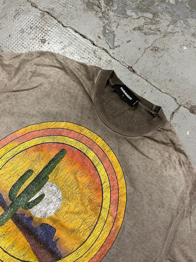 SS2017 Dsquared2 Grey & Orange Cactus Sunset T-Shirt iRKuKtG 3