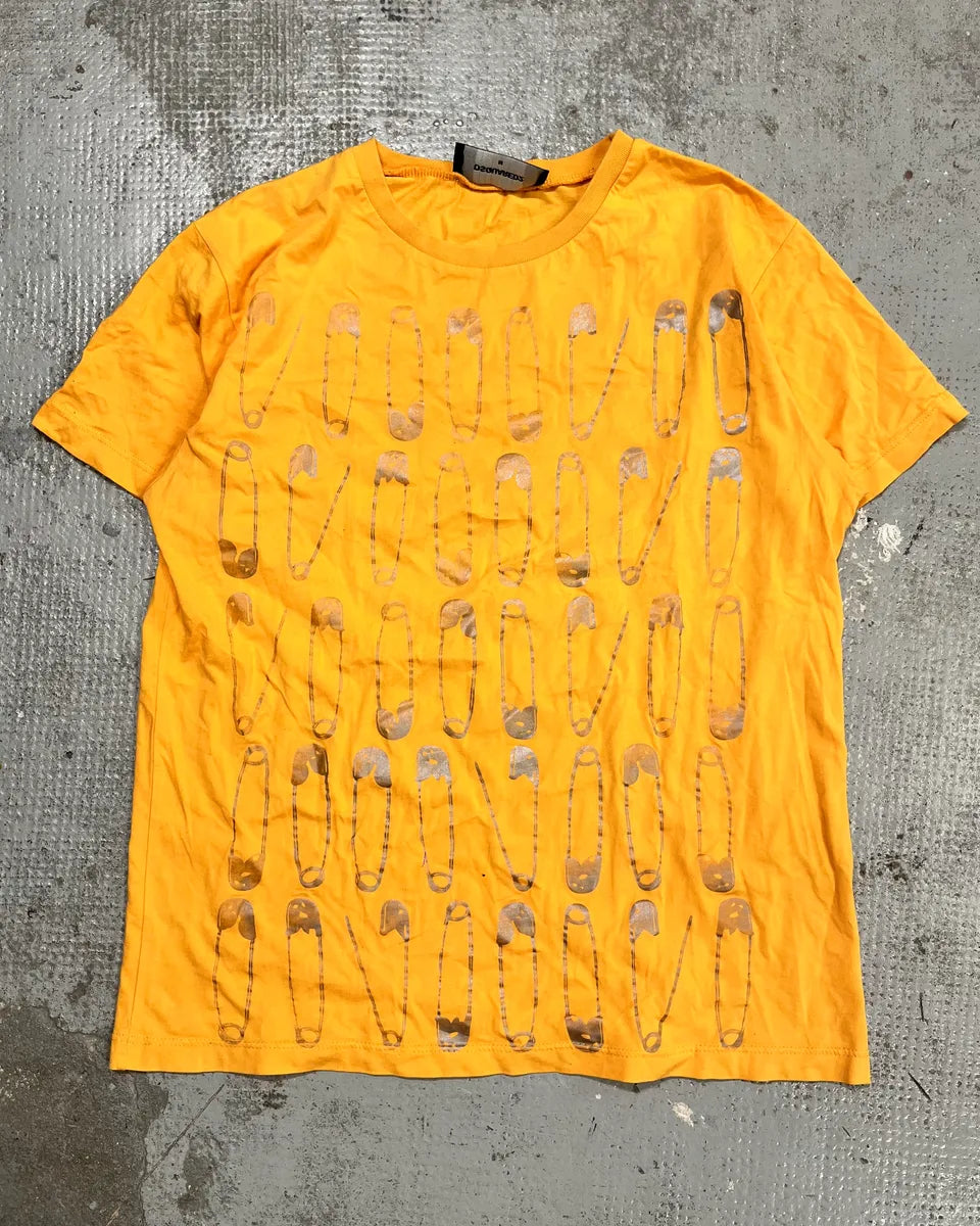 SS2017 Dsquared2 Orange Safety Pin Print T-Shirt SbQIVOO 0