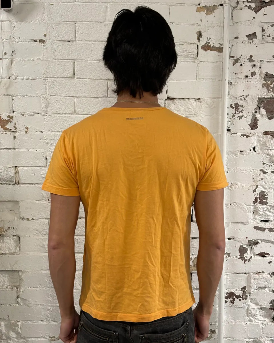 SS2017 Dsquared2 Orange Safety Pin Print T-Shirt SbQIVOO 2