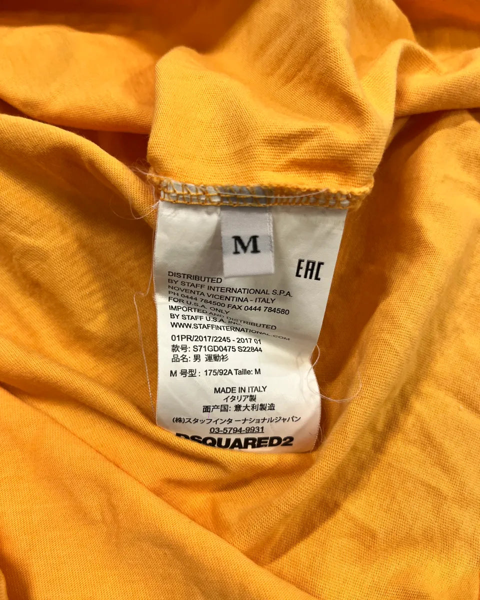 SS2017 Dsquared2 Orange Safety Pin Print T-Shirt SbQIVOO 8