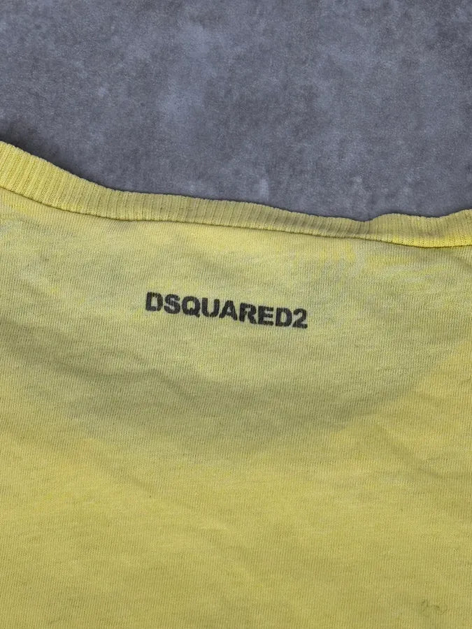 SS2017 DSquared2 Yellow Pinstriped T-Shirt hMLwnLS 8