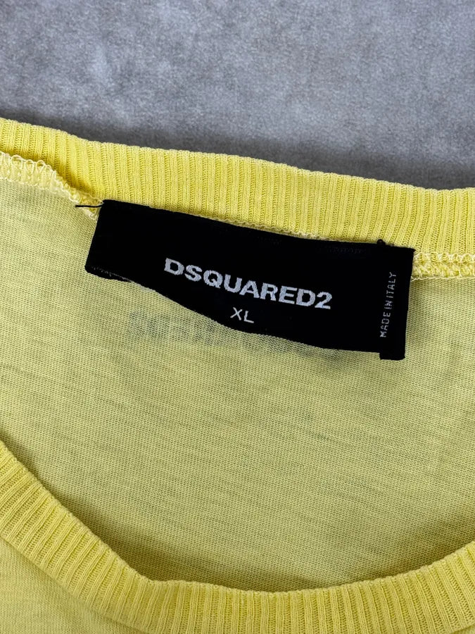 SS2017 DSquared2 Yellow Pinstriped T-Shirt hMLwnLS 7