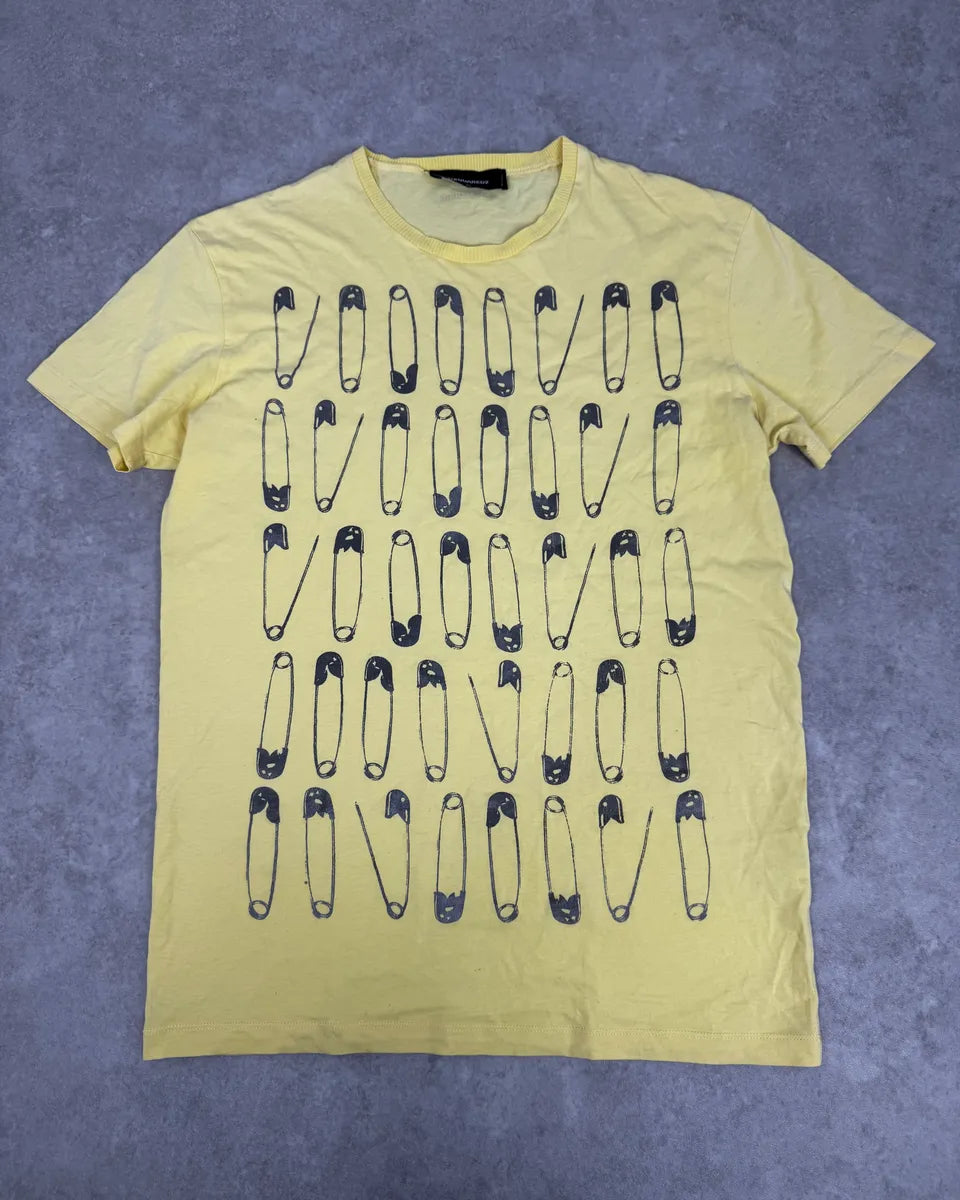 SS2017 DSquared2 Yellow Pinstriped T-Shirt hMLwnLS 0