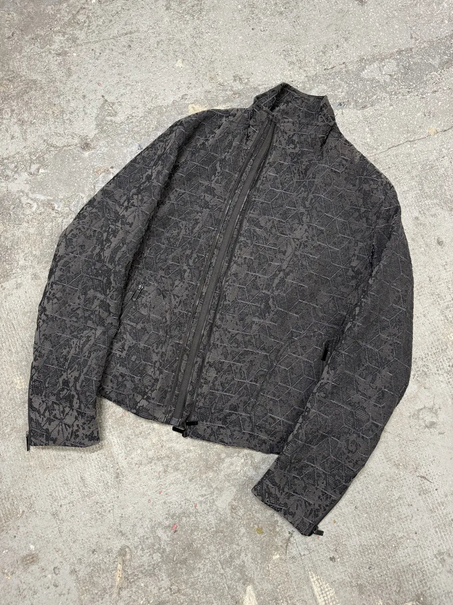 SS2017 Emporio Armani Asymmetrical Grey Pattern Multi Zip Ninja Jacket (M/L) 2