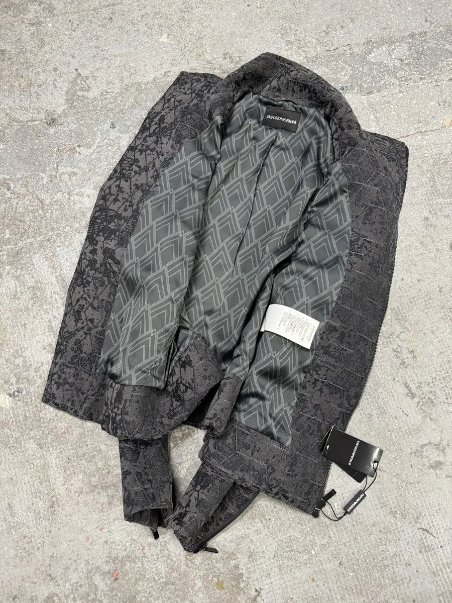 SS2017 Emporio Armani Asymmetrical Grey Pattern Multi Zip Ninja Jacket (M/L) 3
