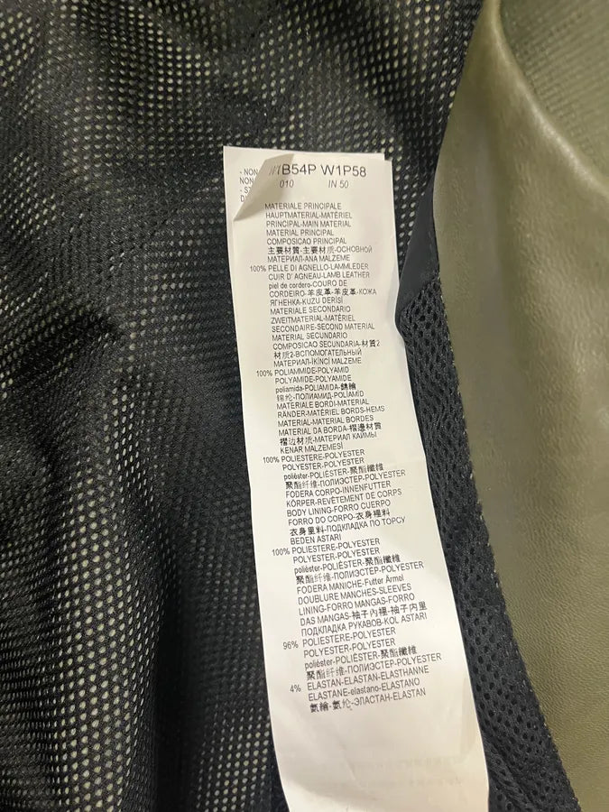 SS2017 Emporio Armani Camo Sleeves Green Leather Bomber Jacket MIQeyCD 9