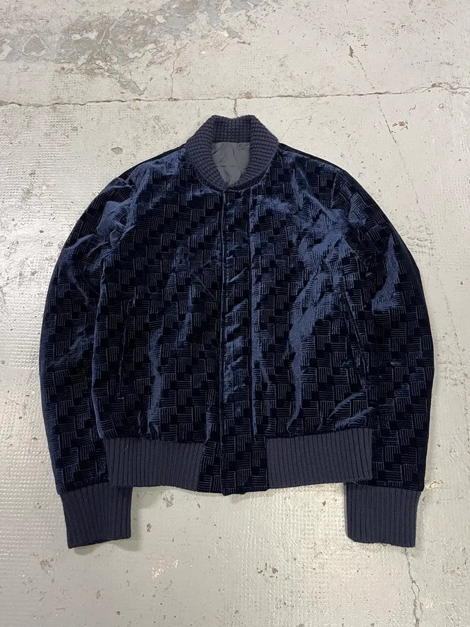 SS2017 Emporio Armani Velvet Textured Navy Bomber Jacket pjaWUWh 1