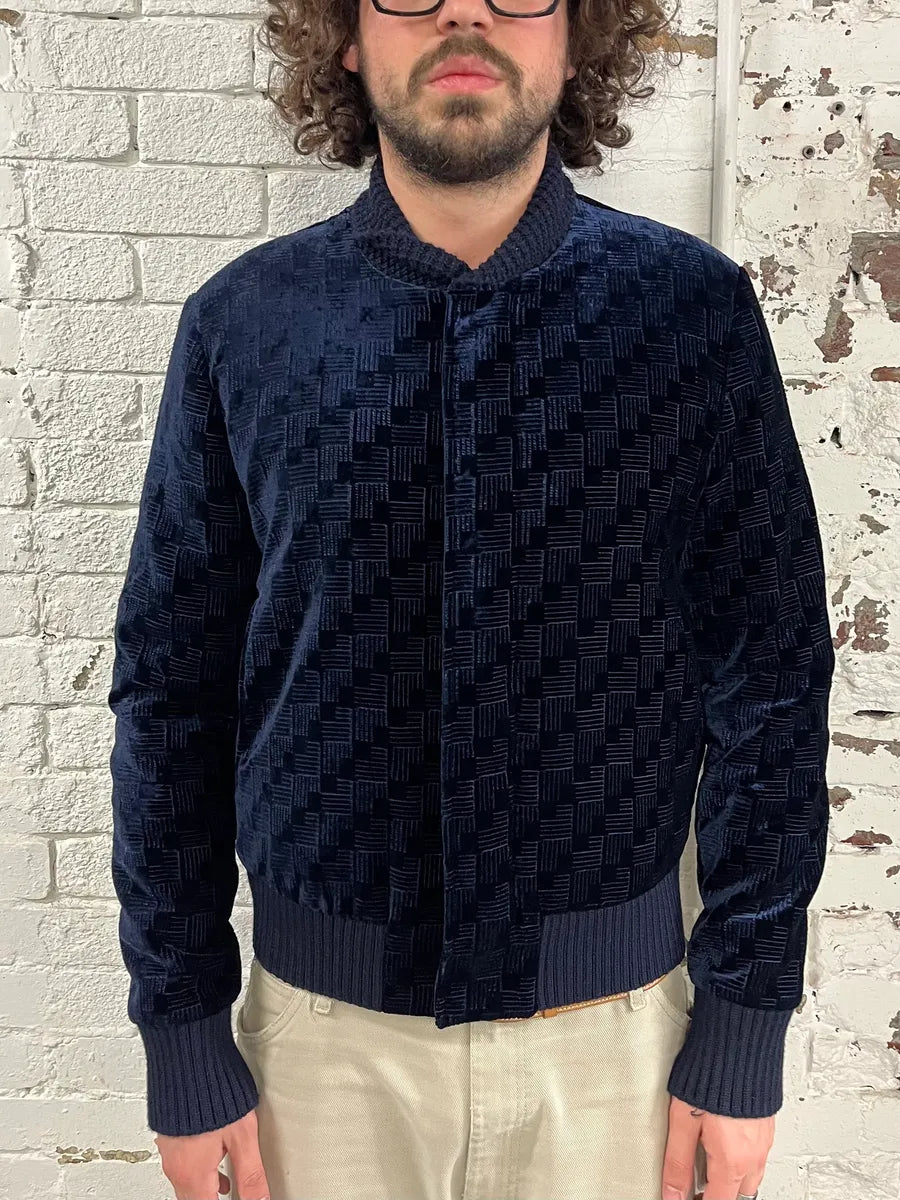 SS2017 Emporio Armani Velvet Textured Navy Bomber Jacket pjaWUWh 0