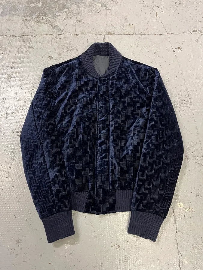 SS2017 Emporio Armani Velvet Textured Navy Bomber Jacket pjaWUWh 3
