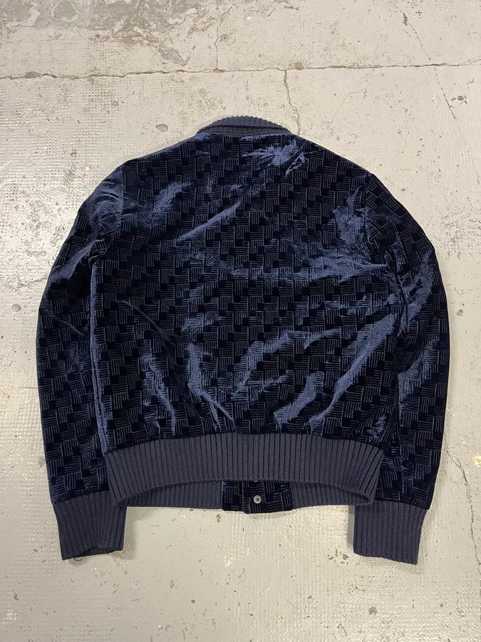 SS2017 Emporio Armani Velvet Textured Navy Bomber Jacket pjaWUWh 5