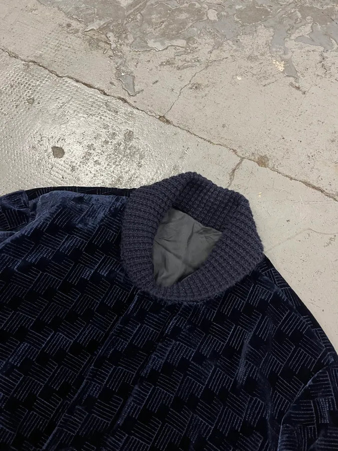 SS2017 Emporio Armani Velvet Textured Navy Bomber Jacket pjaWUWh 7