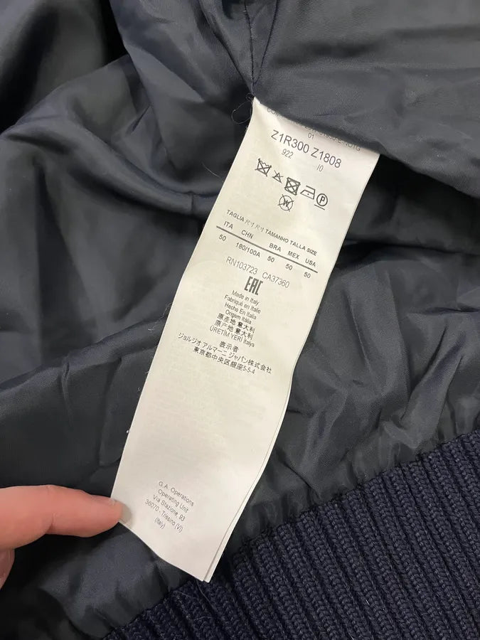 SS2017 Emporio Armani Velvet Textured Navy Bomber Jacket pjaWUWh 9