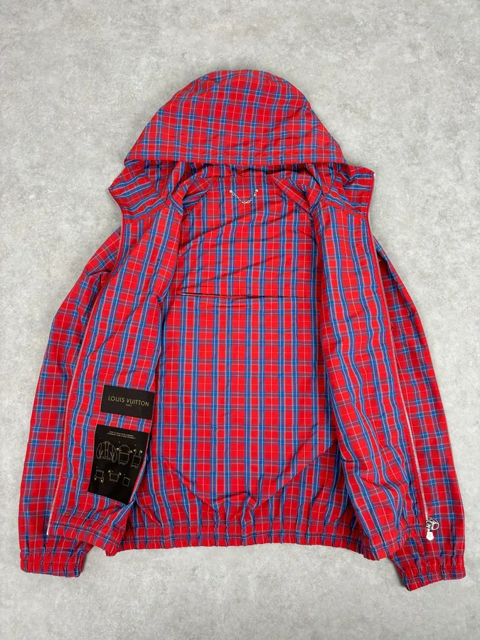 SS2017 Louis Vuitton Red Tartan Hooded Windbreaker Jacket by Kim Jones bClXGbO 7