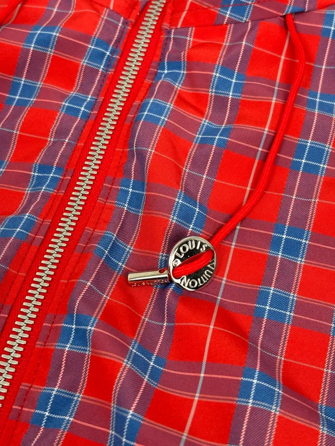 SS2017 Louis Vuitton Red Tartan Hooded Windbreaker Jacket by Kim Jones bClXGbO 10