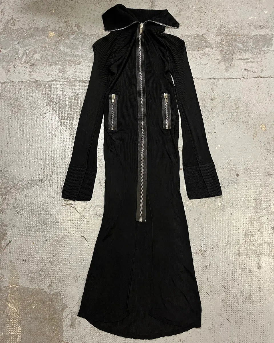 SS2017 Givenchy Black Ribbed Knit Zip Dress by Riccardo Tisci zdoCRjN 2