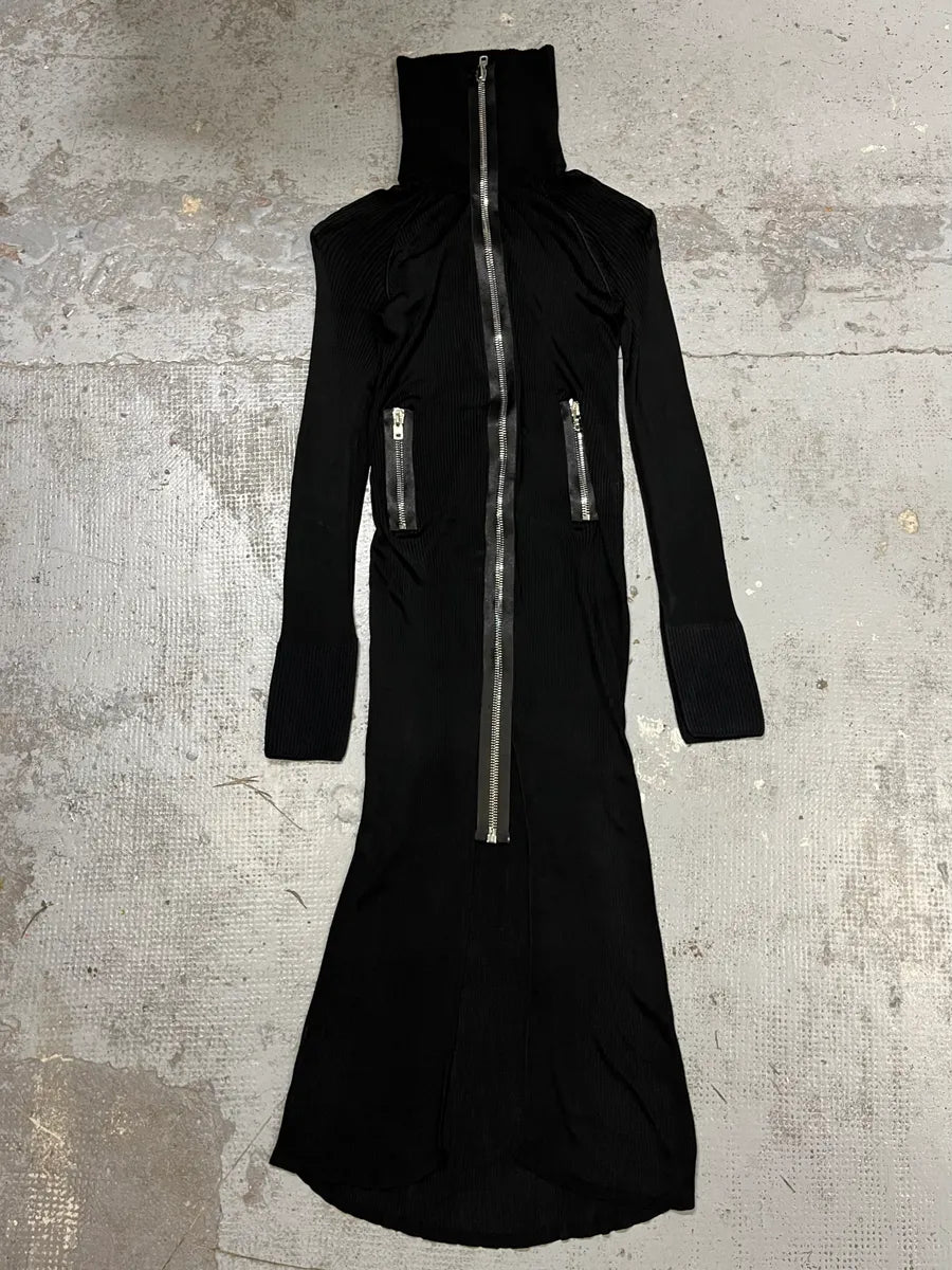 SS2017 Givenchy Black Ribbed Knit Zip Dress by Riccardo Tisci zdoCRjN 3