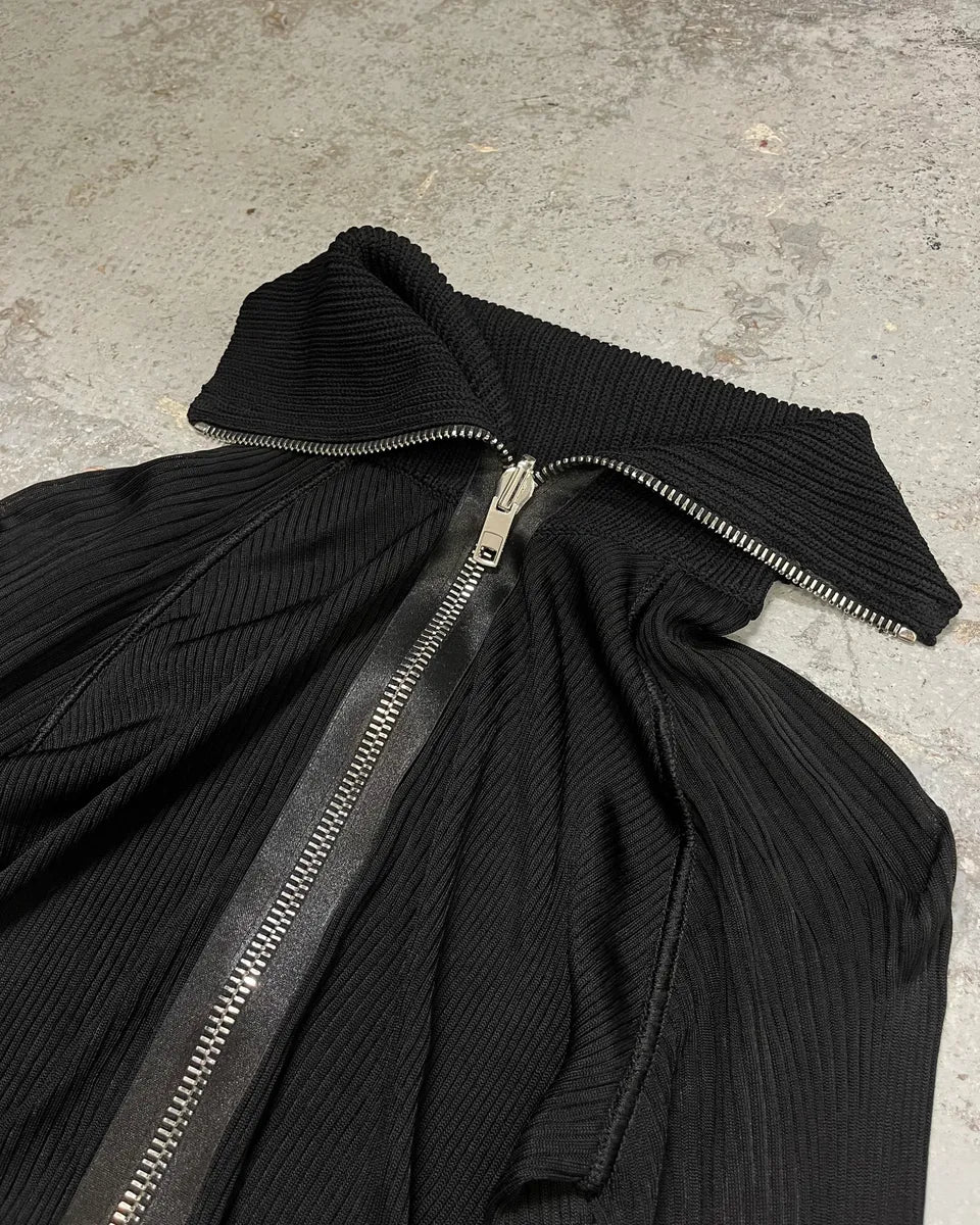 SS2017 Givenchy Black Ribbed Knit Zip Dress by Riccardo Tisci zdoCRjN 4