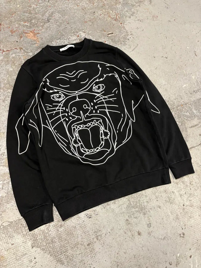SS2017 Givenchy Black Rottweiler Drawing Sweater by Riccardo Tisci ayedOyy 3