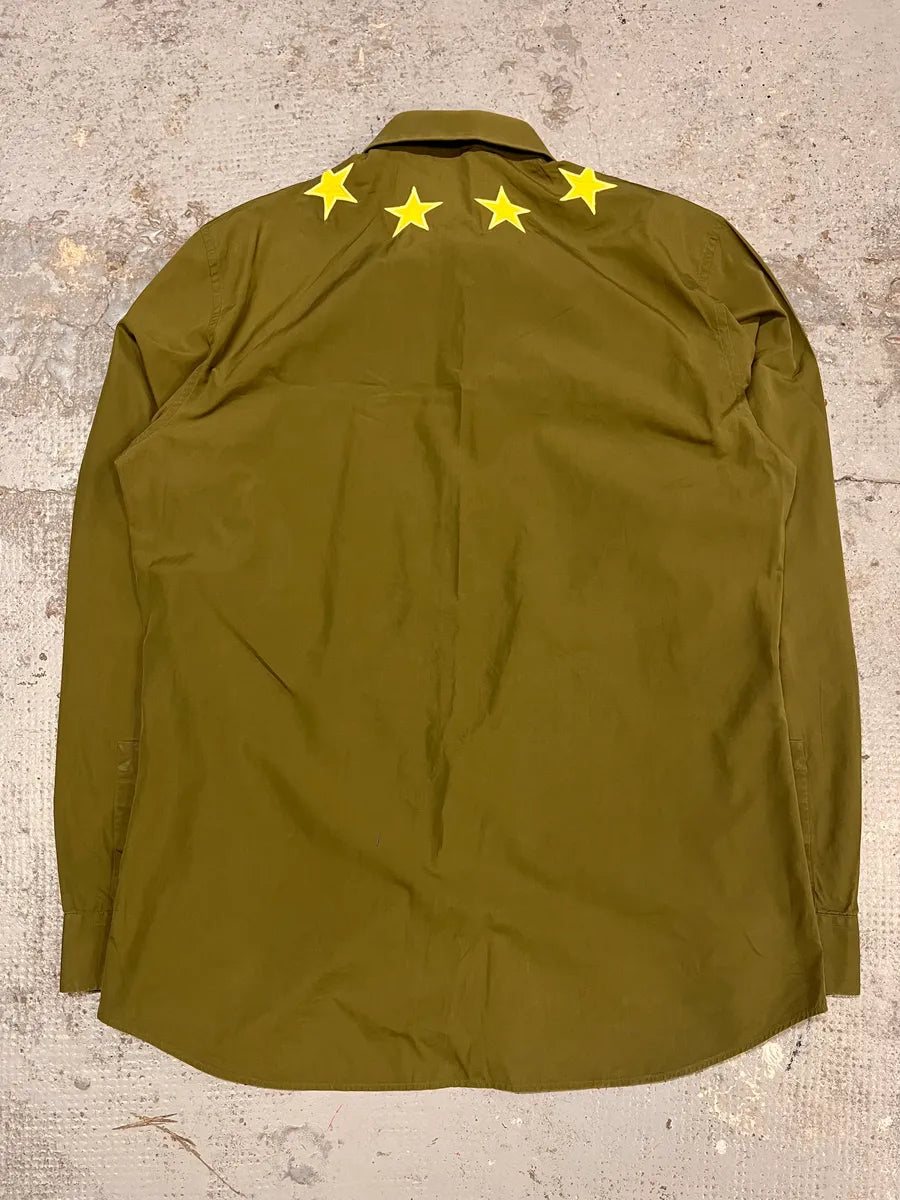 SS2017 Givenchy Embroidered Yellow Stars Khaki Shirt by Riccardo Tisci vDkQwUU 4