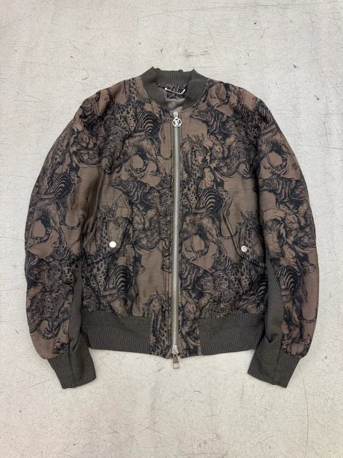 SS2017 Louis Vuitton x Chapman Brothers All Over Animals Brown Bomber Jacket nrIqFiB 0