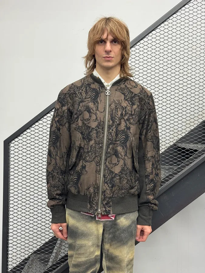 SS2017 Louis Vuitton x Chapman Brothers All Over Animals Brown Bomber Jacket nrIqFiB 1