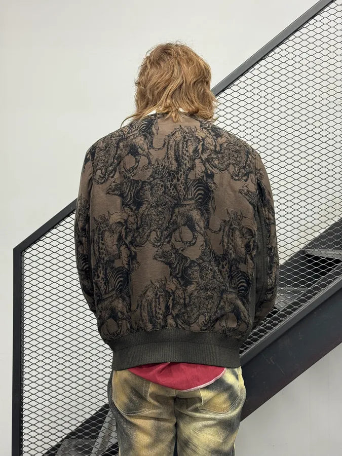 SS2017 Louis Vuitton x Chapman Brothers All Over Animals Brown Bomber Jacket nrIqFiB 2