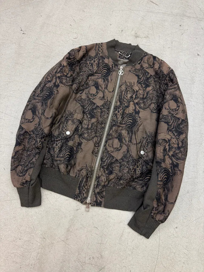 SS2017 Louis Vuitton x Chapman Brothers All Over Animals Brown Bomber Jacket nrIqFiB 3