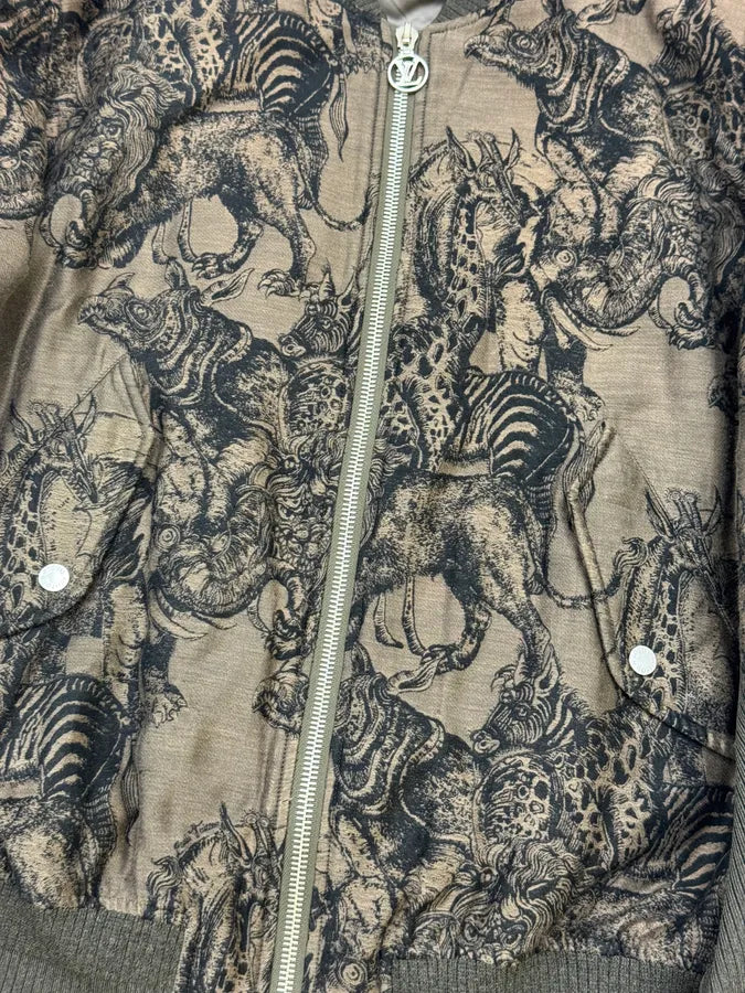 SS2017 Louis Vuitton x Chapman Brothers All Over Animals Brown Bomber Jacket nrIqFiB 7
