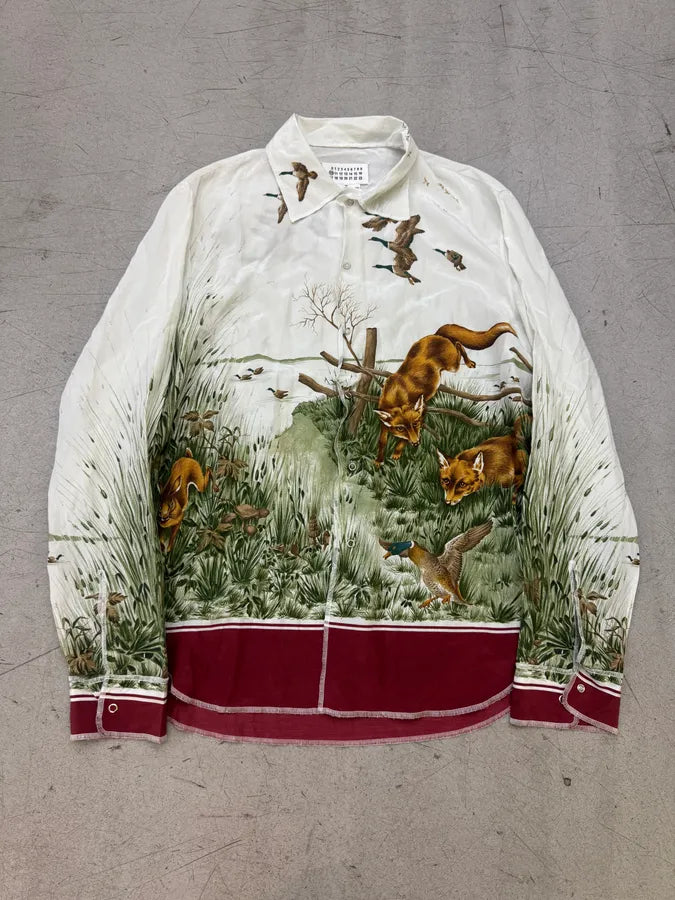 SS2017 Maison Margiela Cream Cotton Hunting Print Shirt MbAaCNE 0