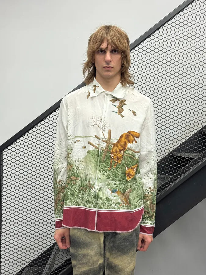 SS2017 Maison Margiela Cream Cotton Hunting Print Shirt MbAaCNE 2