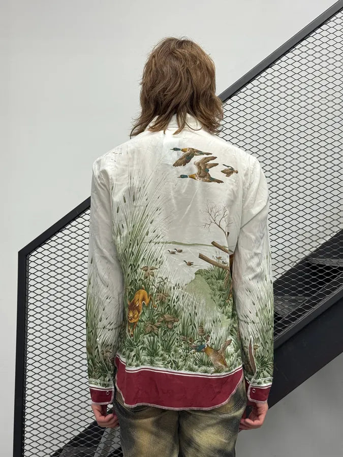 SS2017 Maison Margiela Cream Cotton Hunting Print Shirt MbAaCNE 3