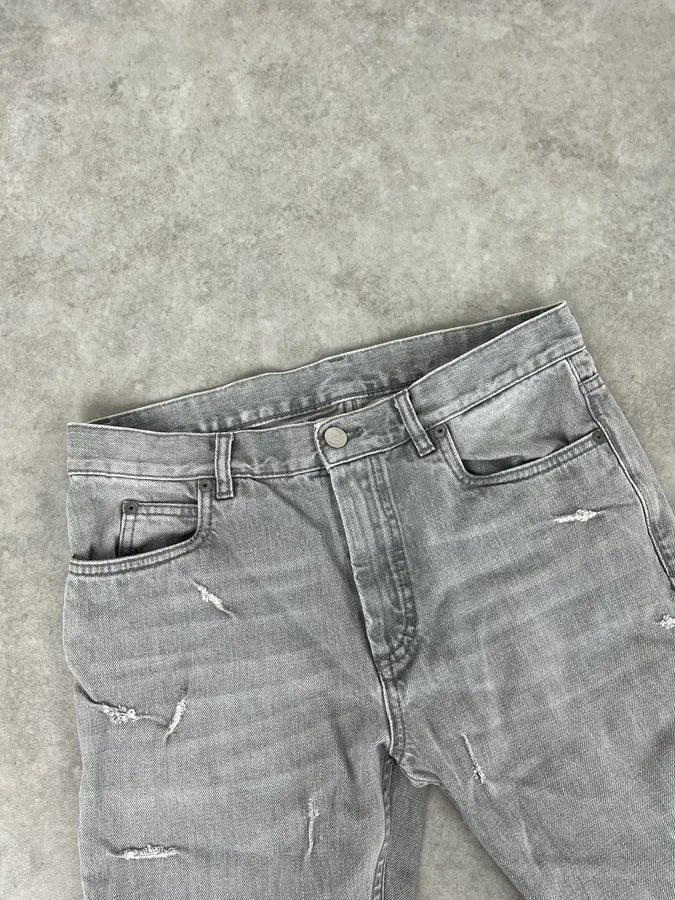 SS2017 Maison Margiela Grey Slim Distressed Denim Jeans TbOjJoX 4