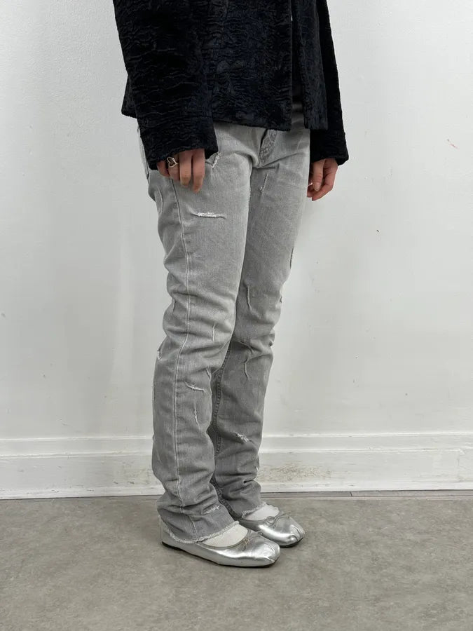 SS2017 Maison Margiela Grey Slim Distressed Denim Jeans TbOjJoX 2