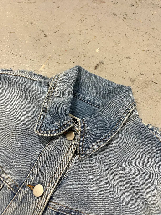 SS2017 Maison Margiela Two Tone Blue Denim Jacket (M) cxivBNu 5