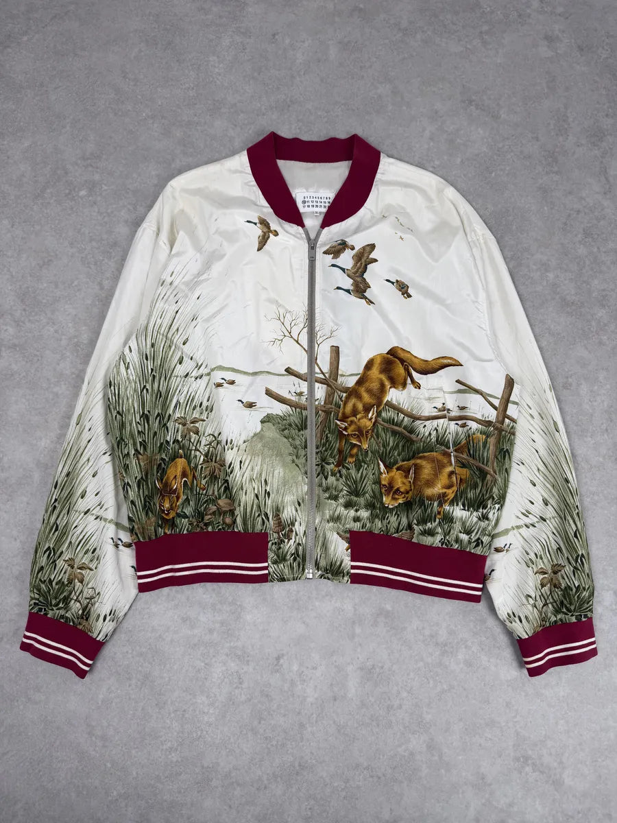 SS2017 Maison Margiela White Nature Fox Silk Bomber Jacket vGlBzJC 2