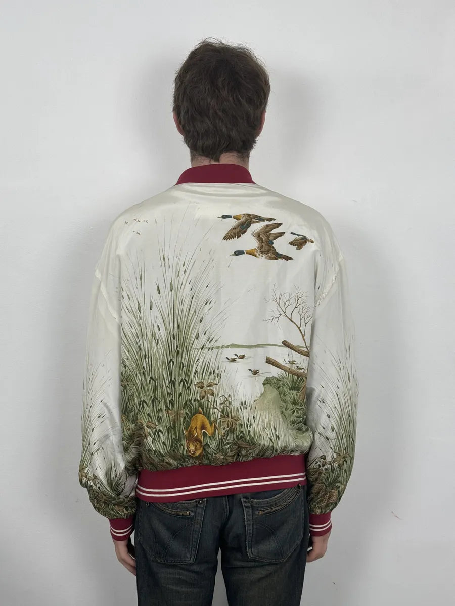 SS2017 Maison Margiela White Nature Fox Silk Bomber Jacket vGlBzJC 4