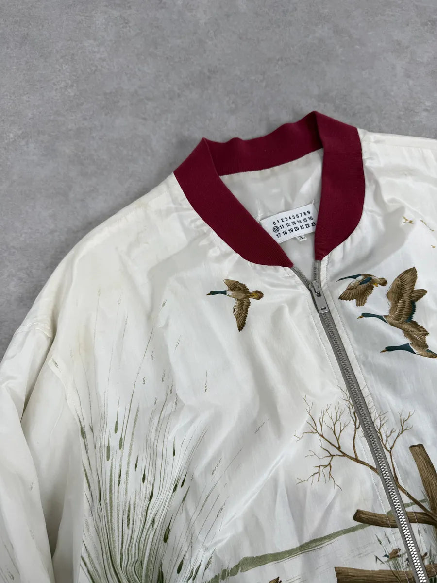 SS2017 Maison Margiela White Nature Fox Silk Bomber Jacket vGlBzJC 9