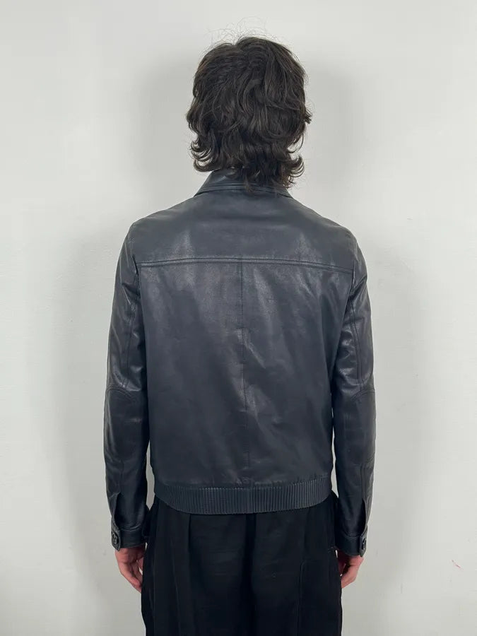 AW2017 Prada Dark Obscure Minimalist Leather Jacket yxcPRql 2