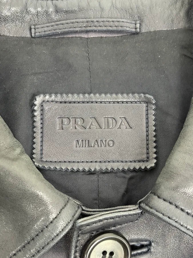 AW2017 Prada Dark Obscure Minimalist Leather Jacket yxcPRql 8