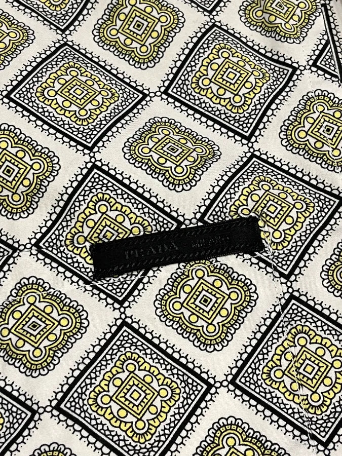 SS2017 Prada Mozaic Squared Yellow Summer Shirt VVxGukN 9