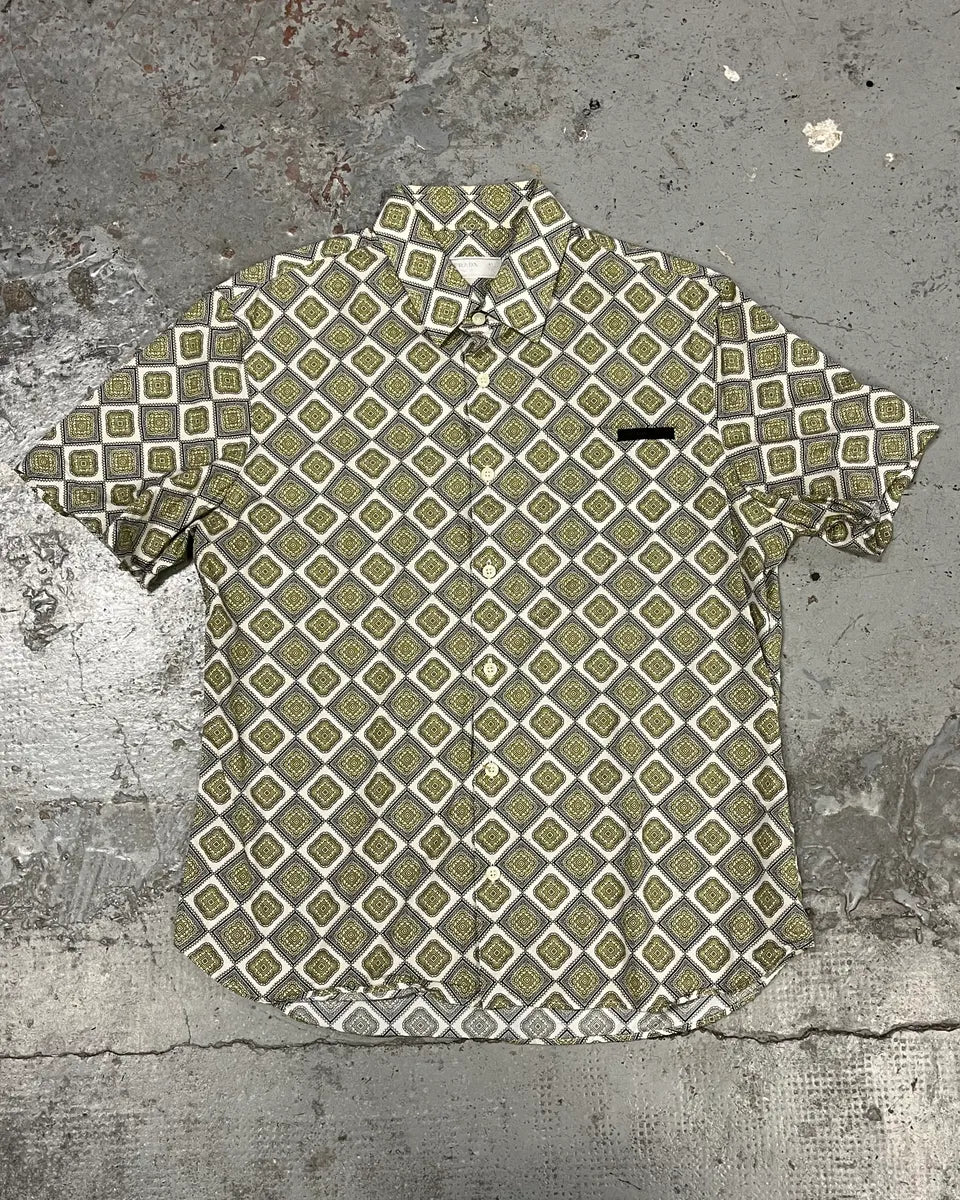 SS2017 Prada Mozaic Squared Yellow Summer Shirt VVxGukN 0