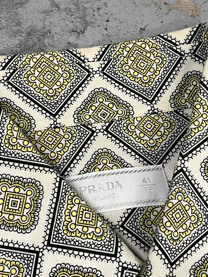 SS2017 Prada Mozaic Squared Yellow Summer Shirt VVxGukN 8